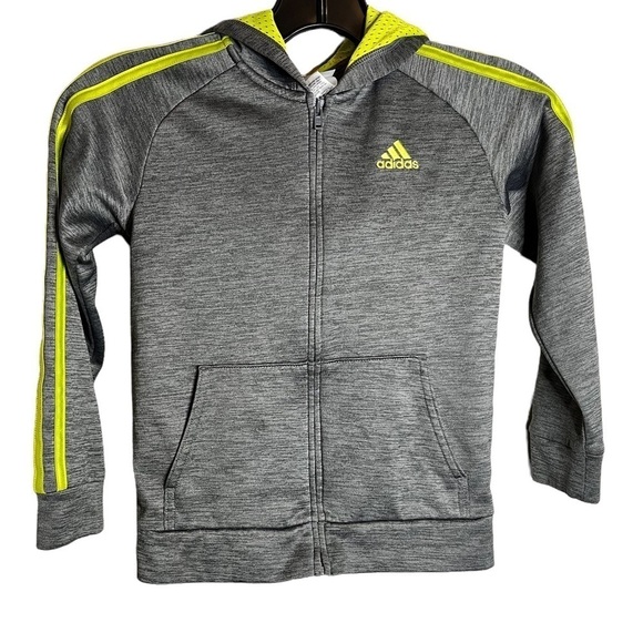 Kids Adidas Track Jacket Size 6 Gray Full Zip Hoodie - Picture 4 of 4